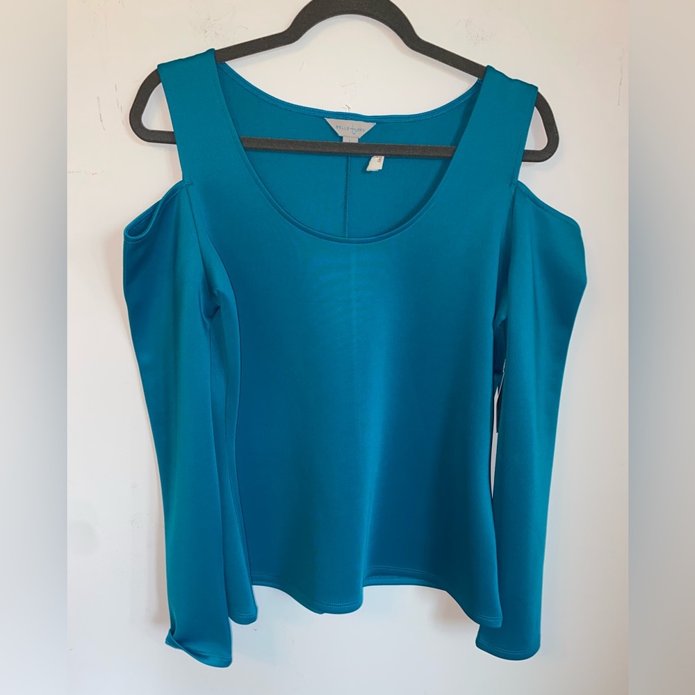 BELLE & Sky, Top, Cold Shoulder, Blue L